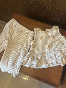 primark Striped Kurta Set with Embroidery