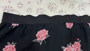 Black Floral Maxi Skirt with Slits