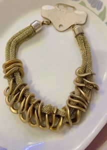 New Chunky Gold Tone Statement Necklace
