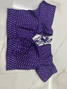 Elegant Turquoise Saree with Purple Blouse