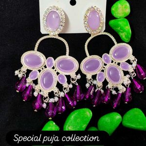 Chandelier Earrings with Purple Stones