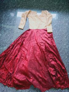 Red Silk Maxi Skirt