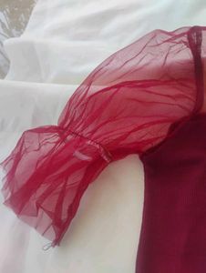Red Ruffle Sleeve Top