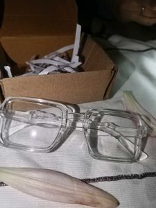 Clear Square Sunglasses with Cat Detail