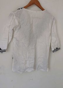 White Kurta with Black chickenkari embroidery