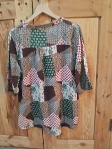 Vintage Patchwork Print Tunic Top