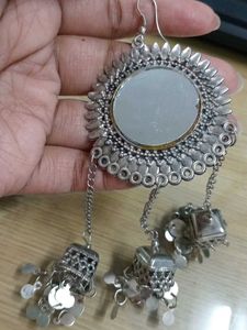 Silver Tone Jhumka Earrings