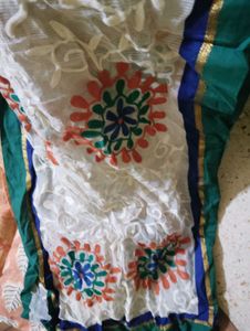 Embroidered White Dupatta dress piece