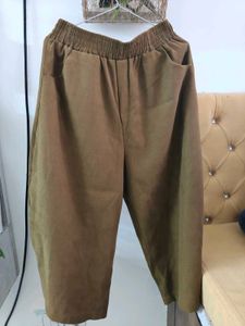 Olive Green Cropped Wide-Leg Pants