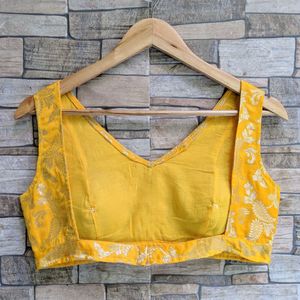 Elegant Yellow Brocade Blouse fix price