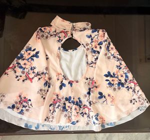 Chic Floral Print Cape Blouse