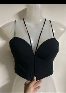 Black Halter Neck Crop Top