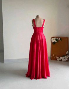 Elegant red Satin Corset Dress