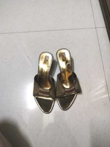 Golden Embellished Heels - Size 6