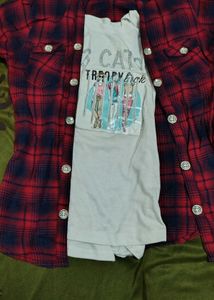 Red Plaid Shirt with Tee