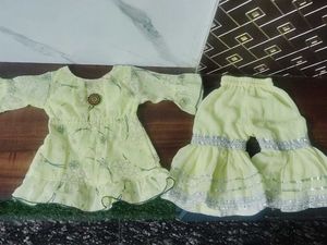 Light Yellow Kurta Set with Sharara Pants