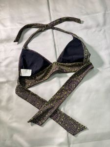 Halter neck wrap bikini top