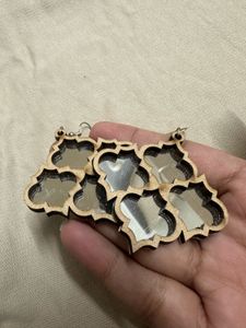 Unique Mirror &amp; Wood Earrings