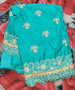 Beautiful Teal Embroidered saree