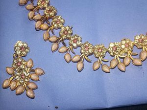 American Diamond Pink Studded Jewellery Set
