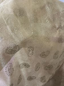 Elegant Beige Dupatta with Gold Paisley Print