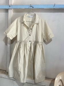 Cream Linen Shirt Dress