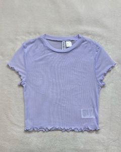 H&M | Sheer Mesh Lettuce-Hem Crop Top