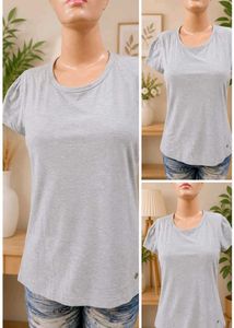 Grey Puff Sleeve T-Shirt