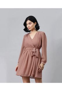 Chic Rosewood Textured Wrap Dress
