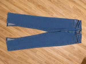 Stylish Blue Denim Jeans with Split Hem