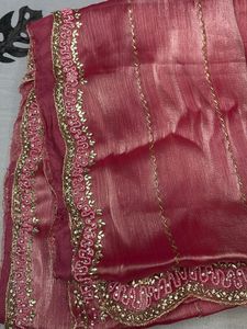 Exquisite Embellished Pink Saree