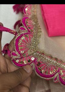 Elegant Embroidered Soft Organza Saree