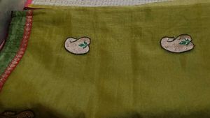 Organza Green Saree with Paisley Motifs