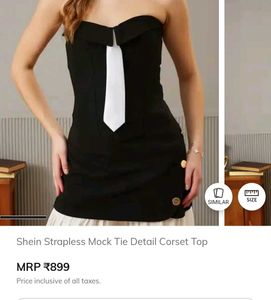 SHEIN Black Corset Top with Tie