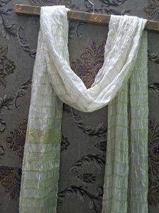 Elegant White &amp; Green Striped Dupatta of 1