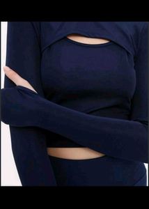 Navy Blue Cut-Out Crop Top
