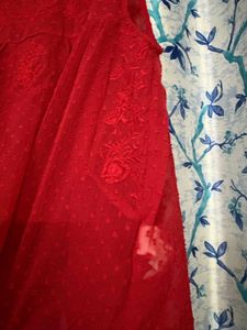 Chic Red Lace &amp; Dot Sleeveless Top