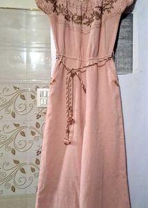​🌸 Elegant Pastel Pink Embroidered Jumpsuit (with