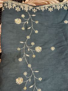 Embroidered Grey and Blue Dupattas …..🧣 COMBO OF