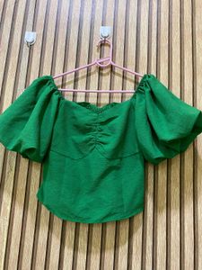 Emerald Green Puff Sleeve Top