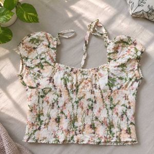 Floral Smocked Crop Top