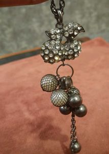 Vintage Silver-Tone Ball &amp; Rhinestone Pendant