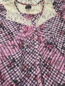 Floral Plaid Button-Up Top