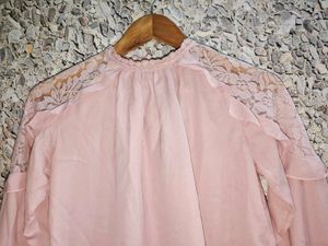 Pink Lace Sleeve Top