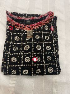 Black Jaipuri Kurti with Mirror Work