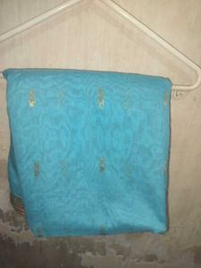 Exquisite Blue Cotton Linen Saree