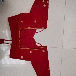 Red &amp; Gold Embroidered Saree