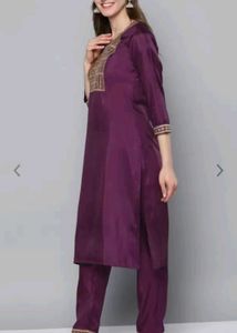 Purple Kurta Set Trousers And Dupatta