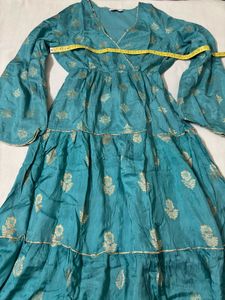 Teal Blue Floral Dress/Gown