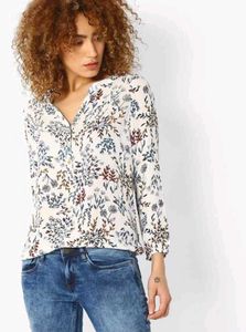 Fig White Floral Short Top With Elastic Waist